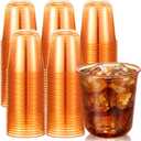 100 Pcs Disposable Stemless Glasses Crystal Plastic Wine Glasses Clear Classic PET Drinking Cup for Meeting Weddings Birthday Cocktail Christmas Party Supplies (Orange, 12oz)