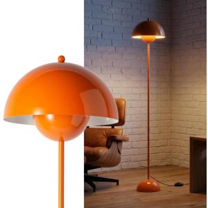COSYLUX Modern Floor Lamp for Living Room, Industrial Tall Standing Lamp for Bedroom, Metal Shade Reflecting Light Reading Floor Lamp for Office, Nursery Room, Corner(Pastel Orange)
