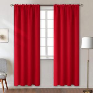 BGment Rod Pocket Blackout Curtains for Bedroom - Thermal Insulated Room Darkening Curtain for Living Room, 42 x 84 Inch, 2 Panels, Red