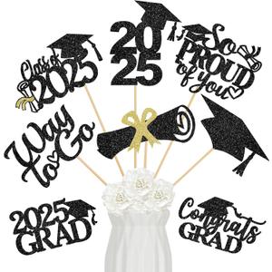 24Pcs Black 2026 Graduation Table Centerpieces Sticks, 2026 Graduation Party Centerpieces for Tables 2026 Black 2026 Graduation Table Centerpieces Decorations