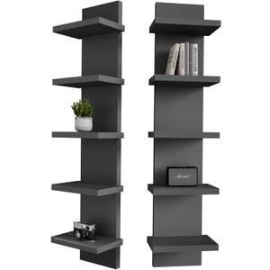 5 Tier Wall Shelf Unit, Black Versatile Lack Wall Shelf, Display Floating Shelves for Bedroom Bathroom Home Decor Organizer