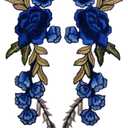 1 Pair Rose Sew Iron on Applique Embroidered Patches-RoyalBlue