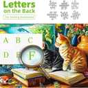 500 Piece Jigsaw Puzzles for Adults - Cats & Goldfish Aquarium Scene Colorful Kittens Book Puzzle with Letters on Back for Seniors Perfect for Game Night (23x15 Inch)
