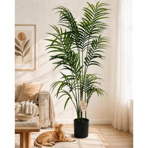6FT Fake Palm Tree, Tall Artificial Floor Plants with Lifelike Leaves