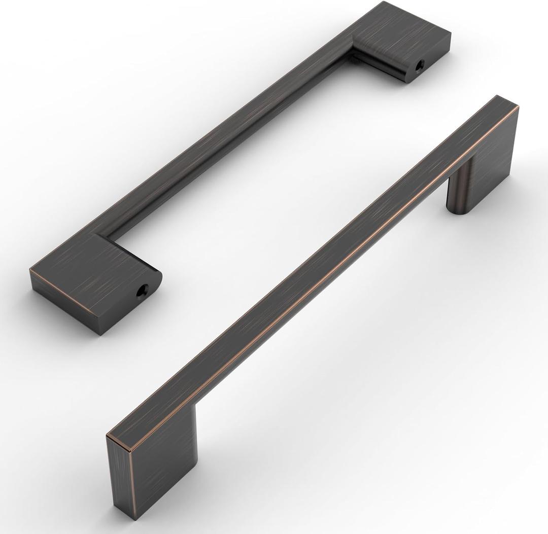 Amerdeco 10 Pack Oil Rubbed Bronze Cabinet Pulls 5 Inch(128MM) Hole Centers Kitchen Cabinet Handles Cabinet Hardware Kitchen Handles for Cabinets Cupboard Handles Drawer Pulls ZH0060