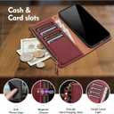 Compatible with Motorola Moto G Stylus 5G 2024 Wallet Case with Card Holder RFID Blocking Zipper Poket PU Leather Phone Case Flip Cover with Wrist Strap Credit Card Slots Men Women,Wine Red