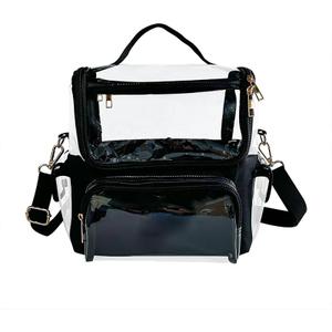 Large Professional Makeup Artist Travel Transparent Waterproof Cosmetic Organizer Bag Clear Messenger Cosmetic Bags with Adjustable Strap