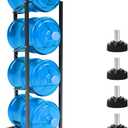 5 Gallon Water Jug Holder with 4 Wheels: 4 Tier Steel 5 Gal Water Bottle Storage Rack Stand for Home Kitchen Office Gym Garage