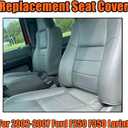 NLQR Gray Front & Rear Bench Leather Seat Covers Replacement Full Set fit for Ford F250 F350 F450 F550 Lariat 2002 2003 2004 2005 2006 2007, Bottom & Top Lean Back & Headrests & Armrests