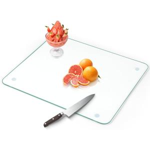 Tempered Glass Cutting Board for Kitchen Counter, Clear Cutting Board for Countertop with Rubber Feet  Heat, Scratch, Shatter Resistant, Dishwasher Safe, Easy to Clean, 18x24"