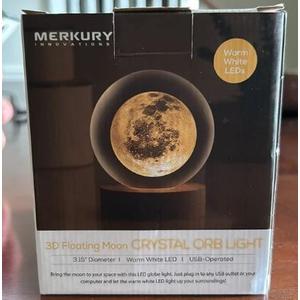 Merkury Innovations 3D Floating Moon Crystal Orb Light