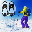 Non Slip Gripper Spike - Ice Traction Cleats Walk Traction Cleat Sturdy Ice Snow Grips for Shoes & Boots with Steel Studs Crampons (4 Pairs Black)