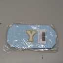 Small Personalized Letter Makeup Bag, Cute PU Leather Chenille Letters Cosmetic Bag Travel Makeup Pouch, Preppy Travel Organizer Zipper Pouch for Women&GirlsBlue-Y