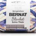 Bernat Blanket Extra Thick Blueberry Peach Yarn - 1 Pack of 600g / 21.2oz - 100% Polyester - #7 Jumbo - 72Yards - Knitting/Crochet