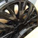 14 Inch Glossy Black Hubcaps Wheel Covers Set of 4, Universal Snap-On Hub Caps for Standard Steel Wheels, Sporty Multi-Spoke PP Wheel Covers with Adjustable Retention Rings