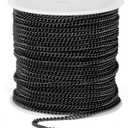 66FT Gunmetal Stainless Steel Curb Chains Roll, 2mm 304 Stainless Steel Black Flat Twisted Links Curb Chains Bulk Spool for Jewelry Making DIY Craft
