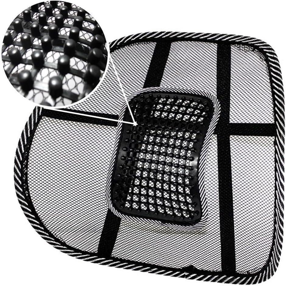 Black Lumbar Mesh Back Brace Support Office Home Car Seat Chair Ventilate Cool Cushion Pad with Massage | Breathable, Massage Beads for Ultimate Comfort (1 Piece)