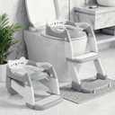 Orzbow Potty Training Seat, Toddler Toilet Seat with Step Stool Ladder, 2-in-1 Toddler Potty Training Toilet Chair for Kids Boys Girls - 5-Level Adjustable Height | Splash Guard | Anti Slip Pad, Grey