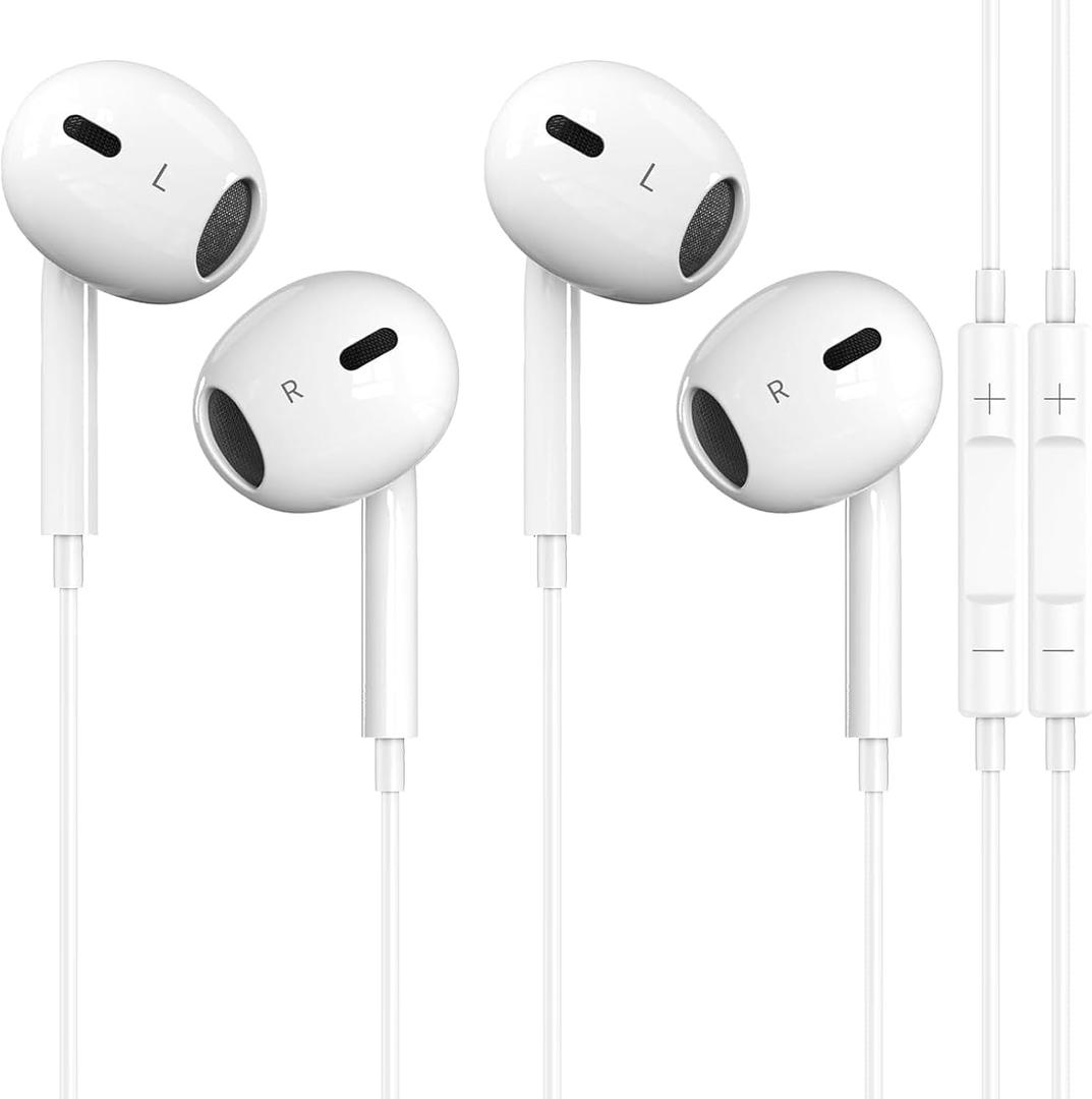 2 Packs-for iPhone Headphones Wired Earbuds/Earphones Nosie Reduction Built-in Microphone & Volume Control Headsets Compatible with iPhone 14/13/12/11/XR/XS/X/8/7/SE/Pro/Pro Max