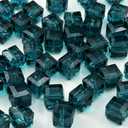 100pcs 6mm Crystal Glass Cube Beads Square Glass Beads Crystal Spacer Beads for Bracelets Necklace Earring DIY Jewelry Making Craft(Peacock Blue)