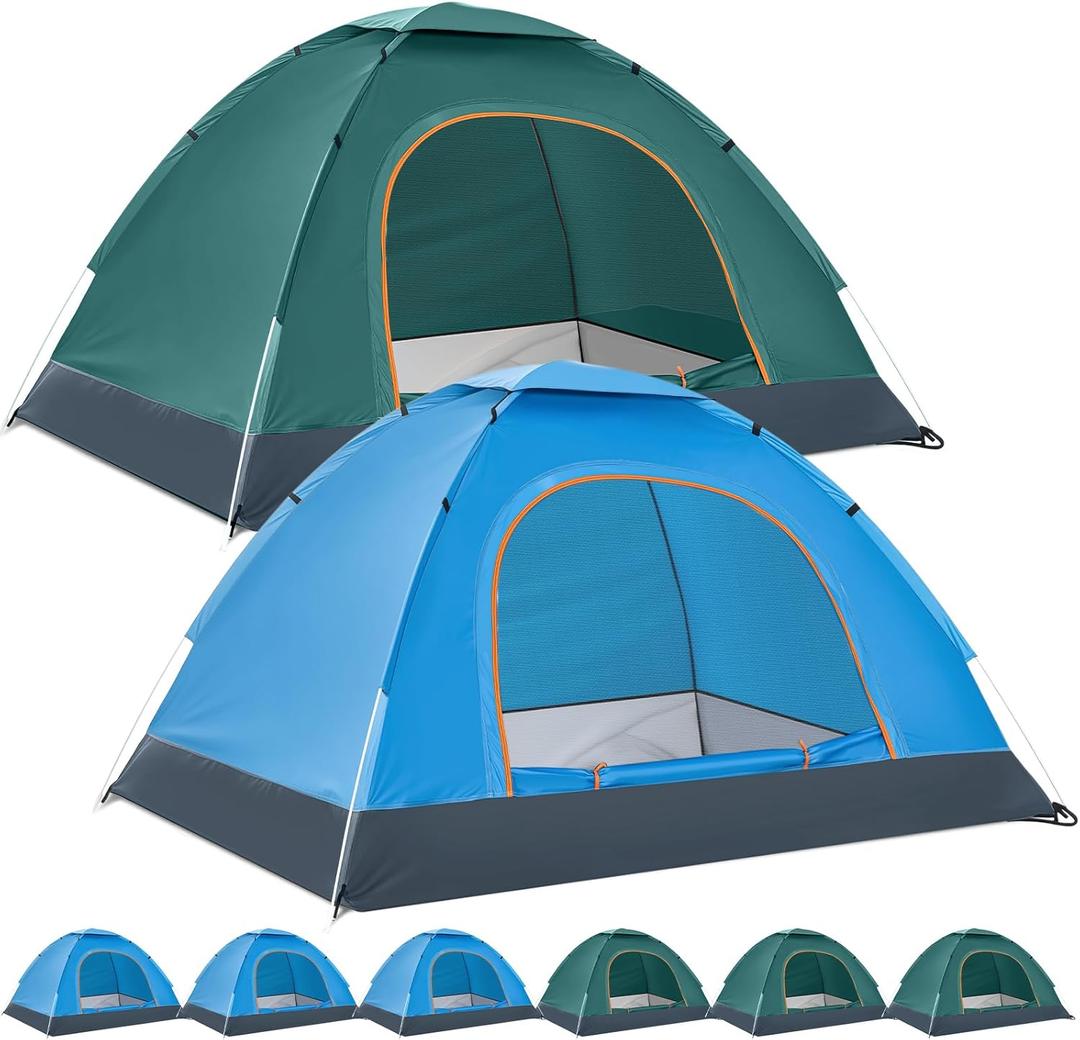 Woanger 6 Pack Bulk 2 Person Camping Tents for Homeless Lightweight Outdoor Tent with Rain Fly and Carrying Bag, Waterproof Windproof Setup Pop Up for Homeless Camping Backpacking (Blue Green)