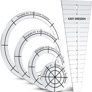 5 Pcs Acrylic Quilting Template Ruler 10 Inch Dresden Plate Template for Quilting Blanket Making Clothing Craft DIY(Transparent)