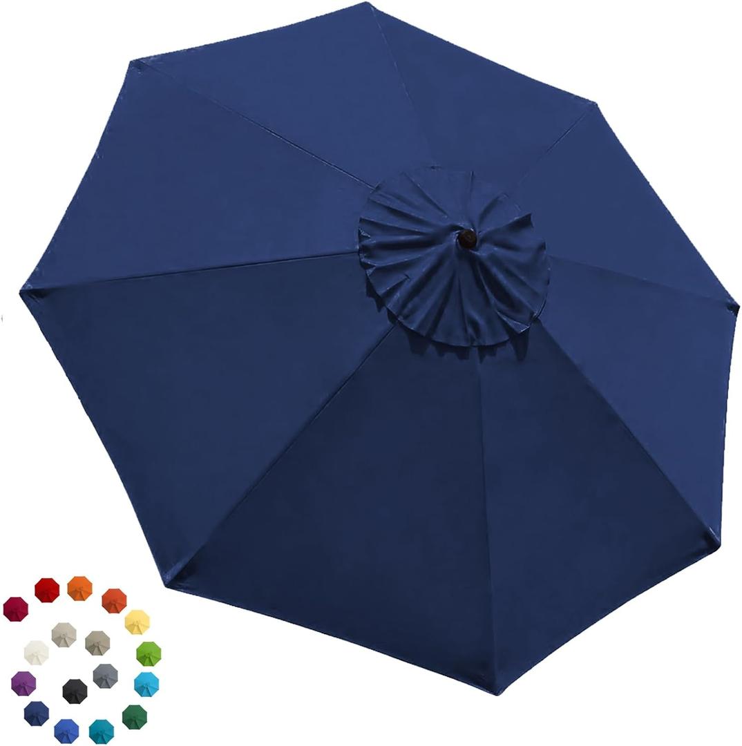 EliteShade USA 9FT Patio Umbrella Replacement Covers 8 Ribs Market Umbrella Canopy Cover (CANOPY ONLY) (Navy Blue)
