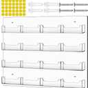 TURSTIN Business Card Holder Wall Mount Clear Sticker Display Marketing Holder Acrylic Business Card Stand Multi Pocket Rack Organizer Space Saver for Home Office (16 Pockets)