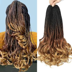 Crochet Hair for Black Women 14 Inch 8 Packs Crochet Braids Box Braids Crochet Hair Pre Looped French Curl Crochet Braids With Curly Ends Hair Extensions Braids14 Inch,1B/30/27)