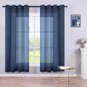 KOUFALL Kids Curtains for Bedroom 2 Panel Set, Semi Sheer Sprots Themed Gaming Curtains for Boys Room,63 Inch Length,Navy Blue
