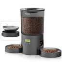 Automatic Cat Feeder 2 Cats, 4.2L Dry Food Auto Dispenser with Double Bowls,Dual Power Supply,Programmable Portion Control,10s Voice Recorder(Black,Stainless Steel Bowls) (Transparent+Black)