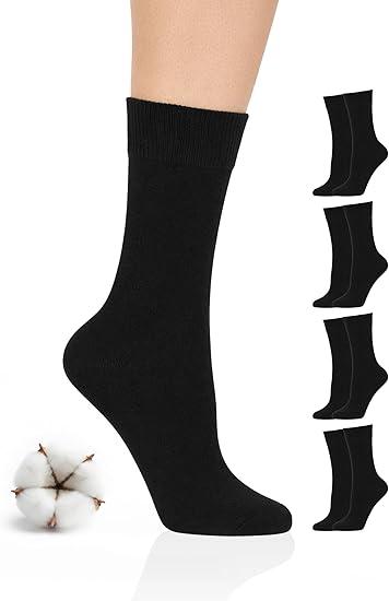 Hugh Ugoli Women's Cotton Crew Socks, Soft, Regular Fit, Plain Color Casual Socks for Trouser, Brown, 3 pcs