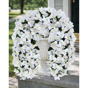 Artificial Flowers for Outdoors 2 Bundles of UV-Resistant Artificial Bougainvillea, Realistic Silk Flowers for Front Porch, Patio, Garden, Window Boxes & Hanging Baskets (White, 2)