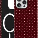 Magnetic Polka Dot Phone Case for iPhone 15 Pro Max, Compatible with MagSafe, Cute Burgundy Red Polka Dots Aesthetic Soft TPU and Hard PC Shockproof Protective Phone Cover for Women Girls-Shiny