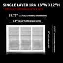 18x12 Return Air Grille(Duct Opening Size),Air Return Vent Cover,Flat Vent Cover,Rejillas De Aire Acondicionado Para Casa,Return Air Grilles,Outer Dimensions:19.75"Wx13.75"H(18"W x 12"H, Duct Opening)