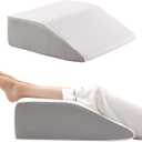 Leg Pillow, 8inch Leg Elevating Pillow for After Surgery, Blood Circulation, Leg Wedge Pillow for Side Sleeping, Leg Rest for Swelling, Cooling Gel Memory Foam Top, White/Grey (22*24+8)