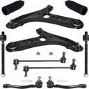 TUCAREST 10Pc Suspension Kit Fit For 11-16 Hy-undai Elantra Sedan, 12-17 Veloster, 2 Front Lower Control Arm w/Ball joint 4 Outer Inner Tie Rod 2 Sway Bar 2 Boots [# K622232 K750523 EV800886 ES801074]