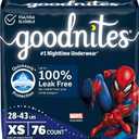 Goodnites Boys' Nighttime Bedwetting Underwear, Size Extra Small (28-43 lbs), 76 Ct (2 Packs of 38)