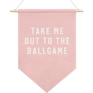 AGMDESIGN Take Me Out To The BallGame Pennant Flag Banner, Pink Baseball Wall Decor for Toddler Girl Sports Room Nursery Playroom, Sports Decor for Girls Bedroom, Ballgame Lovers Gifts for Girls