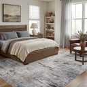 DMOYEST Area Rug Living Room Rugs - 8x10 Washable Large Soft Indoor Neutral Modern Abstract Low Pile Rug Carpet for Bedroom Dining Room Farmhouse Home Office - Blue/Grey/Brown