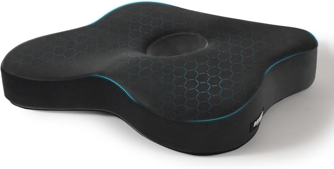 Ergonomic Memory Foam Seat Cushion for Office Chair & Car Seat,Relieves Sciatica,Sedentary Not Numb Coccyx Support Pillow,Pressure Relief Cushion for Back Pain & Tailbone Pain (Black Gray)