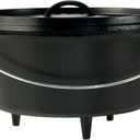 Lodge 8 Quart Pre-Seasoned Cast Iron Camp Dutch Oven with Lid - Dual Handles - Use in the Oven, on the Stove, on the Grill or over the Campfire - Black