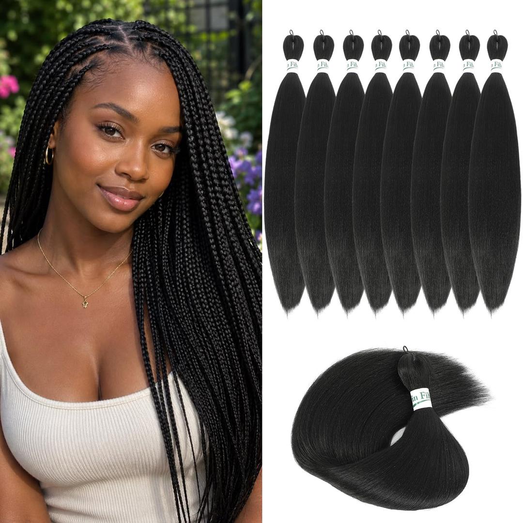 Pure Protein Fiber Braiding Hair Pre Stretched Close to Human Hair 18In 1B#
8 Packs Pre Stretched Braiding Hair,Professional Braiding Hair Extensions for Braids,Soft Yaki Texture, Hot Water Setting