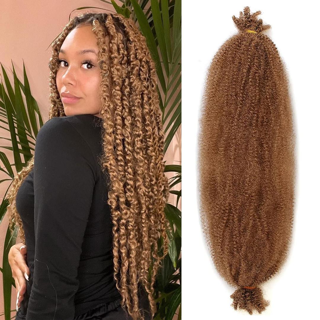 8 Packs Honey Blond Springy Afro Twist Hair 30 Inch Pre-Separated Spring Twist Crochet Braids Hair For Long Marley Twist Braiding Hair Extension For Women (8 Strands/Pack,27#)