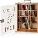 Cell Phone Holder Classroom 36 Slots Wooden Cell Phone Storage Cabinet Pocket Chart with Handle and Security Lock for Classroom Office (36 Grid Cabinet Cherry)