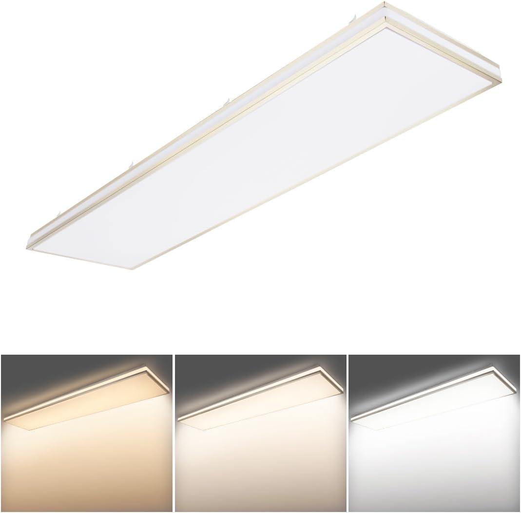DAKASON 4FT Rectangle LED Flush Mount Ceiling Light for Kitchen/Laundry, 48W Wraparound 3/4/5000K Selectable, Hardwired 4 Linear Lights Fluorescent Tube Replacement, Dimmable 1Pack
