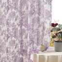 Violet Flower Tulle Curtains, 150 cm Length, 2 Panels, Modern Romantic Princess Deep Purple Flower Sheer Curtains for Bedroom Light Filtering, French Rod Pocket Printed Window Curtains for Girl's Room