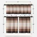 Brown Kitchen Window Curtains Valance and Tier Set 36 Inch, Striped Brown Beige Neutral Minimalist 3 Piece Set Short Curtains, Window Treatment Tiers for Living Room Bedroom