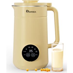 IAGREEA 35oz Nut Milk Maker Machine, 8in1 Soy Milk Maker for Homemade Milkshake/Almond/Oat/Rice, 10 Blades Automatic Electric Blender Machine With Delay Start/Boil Water/Self Clean, Easy to Use (Yellow)