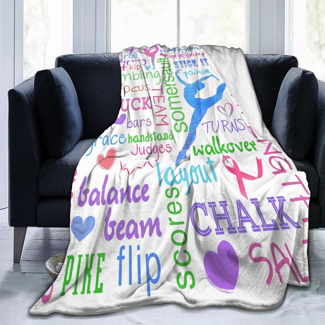 Gymnastics Blanket, Gymnast Gifts for Girls Gymnastics Lovers Teens Women Kids Birthday Soft Flannel Fleece Warm Cozy Throw Blanket for Sofa Bed Home Decor 40"X50"